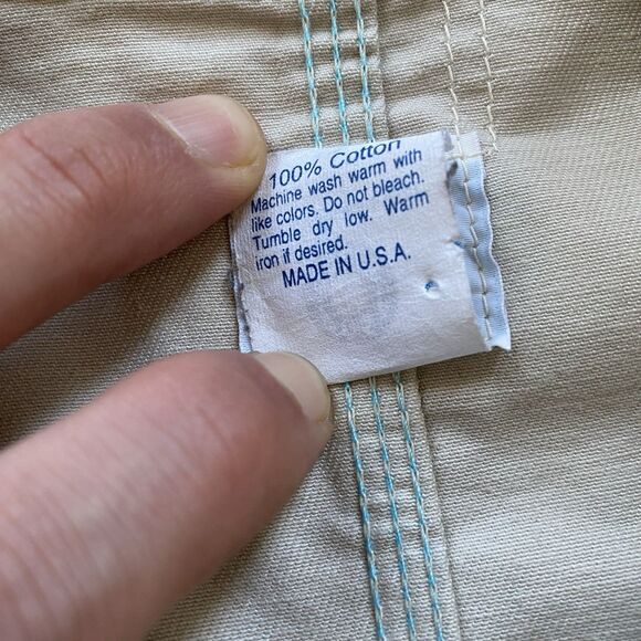 Post Overalls Chore Jacket Medium Khaki Tan Chinstrap Cotton O'alls - Picture 9 of 9